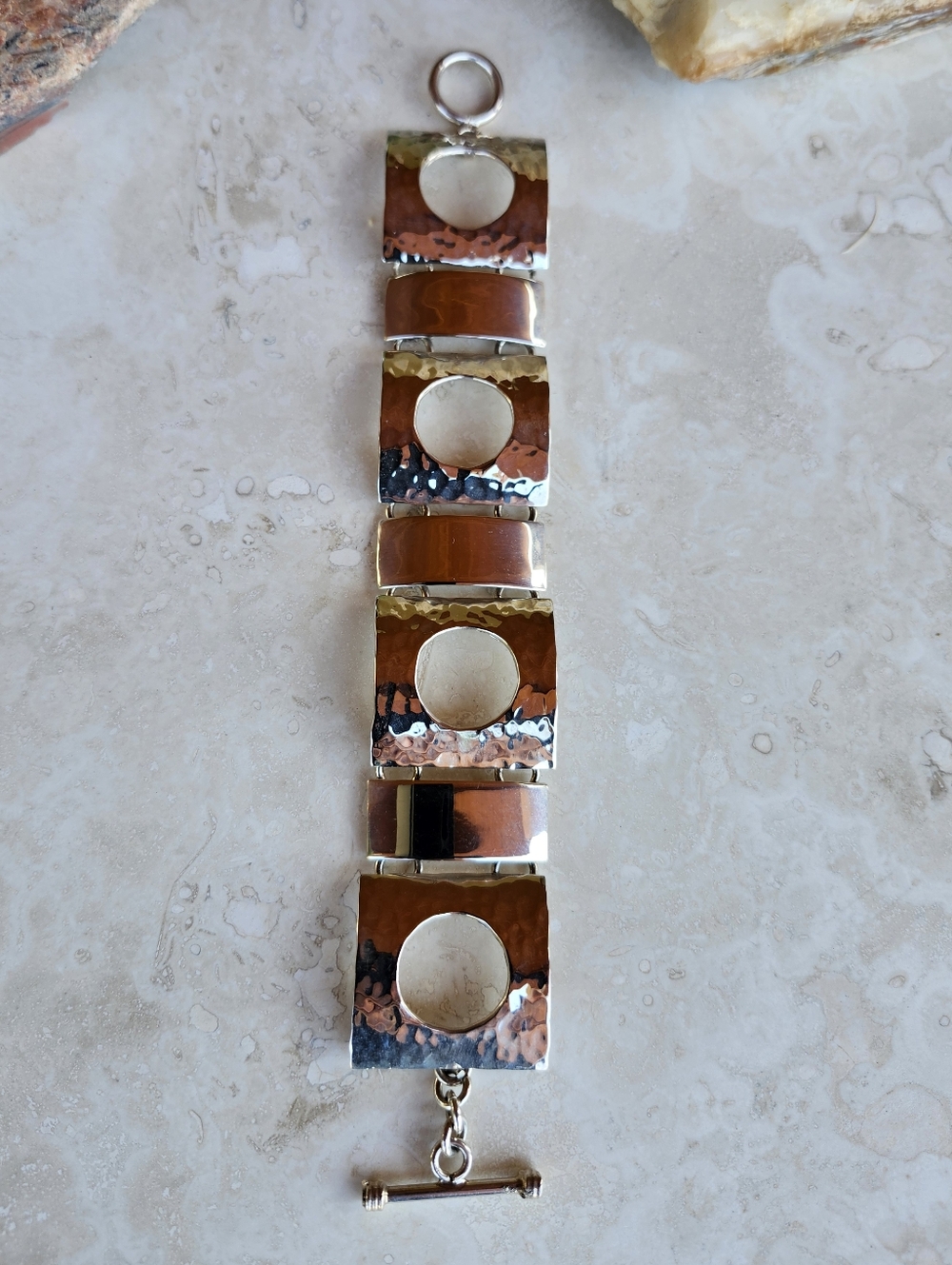 Sterling Silver Hammered Modern Bracelet